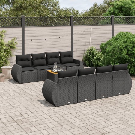 Set de sofás de jardín 8 piezas y cojines ratán sintético negro de , Conjuntos de jardín - Ref: Foro24-3224921, Precio: 586,2...