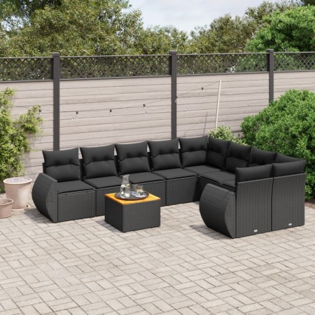 Set de sofás de jardín 8 piezas y cojines ratán sintético negro de , Conjuntos de jardín - Ref: Foro24-3224928, Precio: 571,0...