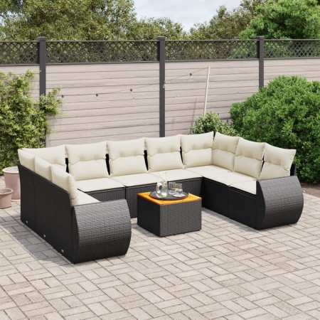 Set de sofás de jardín 10 pzas cojines ratán sintético negro de , Conjuntos de jardín - Ref: Foro24-3225146, Precio: 556,84 €...