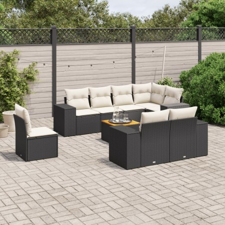 Set de sofás de jardín 8 piezas y cojines ratán sintético negro de , Conjuntos de jardín - Ref: Foro24-3225538, Precio: 541,5...