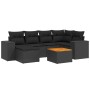 Set de comedor de jardín 7 pzas y cojines ratán sintético negro de , Conjuntos de jardín - Ref: Foro24-3225544, Precio: 460,5...