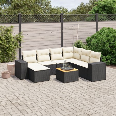 Set de sofás de jardín 8 piezas y cojines ratán sintético negro de , Conjuntos de jardín - Ref: Foro24-3225559, Precio: 430,8...