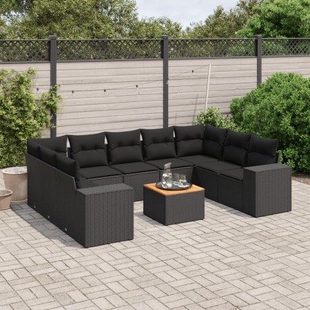 Set de sofás de jardín 10 pzas cojines ratán sintético negro de , Conjuntos de jardín - Ref: Foro24-3225586, Precio: 647,86 €...