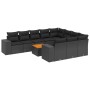 Set de sofás de jardín 11 pzas y cojines ratán sintético negro de , Conjuntos de jardín - Ref: Foro24-3225621, Precio: 723,68...