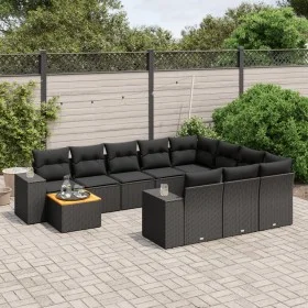 Set de sofás de jardín 11 pzas y cojines ratán sintético negro de , Conjuntos de jardín - Ref: Foro24-3225628, Precio: 757,88...