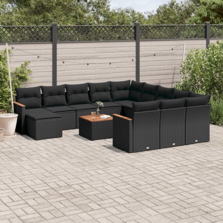Set de sofás de jardín y cojines 13 pzas ratán sintético negro de , Conjuntos de jardín - Ref: Foro24-3226587, Precio: 823,47...