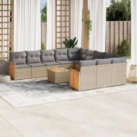 Juego de sofás jardín con cojines beige mezcla 13 pzas ratán PE de , Conjuntos de jardín - Ref: Foro24-3226591, Precio: 812,9...