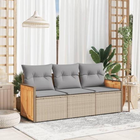 Juego de sofás de jardín con cojines beige 3 pzas ratán PE de , Conjuntos de jardín - Ref: Foro24-3227438, Precio: 195,28 €, ...
