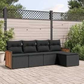 Set de muebles de jardín 5 pzas y cojines ratán sintético negro de , Conjuntos de jardín - Ref: Foro24-3227595, Precio: 297,8...