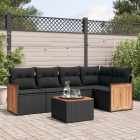 Set de sofás de jardín 6 piezas y cojines ratán sintético negro de , Conjuntos de jardín - Ref: Foro24-3227630, Precio: 370,3...
