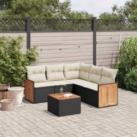 Set de sofás de jardín 6 piezas y cojines ratán sintético negro de , Conjuntos de jardín - Ref: Foro24-3227645, Precio: 362,6...