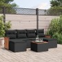 Set de comedor de jardín 7 pzas y cojines ratán sintético negro de , Conjuntos de jardín - Ref: Foro24-3227903, Precio: 371,6...