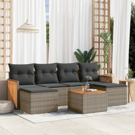Set de sofás de jardín 7 piezas con cojines ratán PE gris de , Conjuntos de jardín - Ref: Foro24-3227908, Precio: 371,45 €, D...