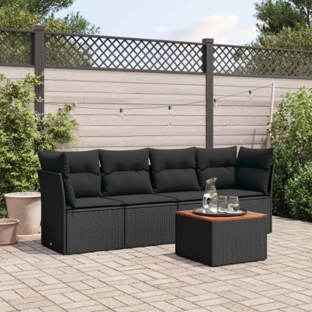 Set de muebles de jardín 5 pzas y cojines ratán sintético negro de , Conjuntos de jardín - Ref: Foro24-3255803, Precio: 325,1...