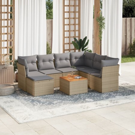 Juego de sofás jardín con cojines beige mezcla 8 pzas ratán PE de , Conjuntos de jardín - Ref: Foro24-3256094, Precio: 498,85...