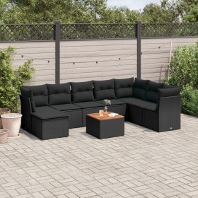 Set de sofás de jardín 8 piezas y cojines ratán sintético negro de , Conjuntos de jardín - Ref: Foro24-3256111, Precio: 562,8...