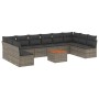 Set de sofás de jardín 11 pzas y cojines ratán sintético gris de , Conjuntos de jardín - Ref: Foro24-3256130, Precio: 627,29 ...