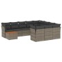 Set de sofás de jardín 11 pzas y cojines ratán sintético gris de , Conjuntos de jardín - Ref: Foro24-3256179, Precio: 617,29 ...
