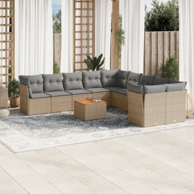 Juego de sofás jardín con cojines beige mezcla 11 pzas ratán PE de , Conjuntos de jardín - Ref: Foro24-3256185, Precio: 662,2...