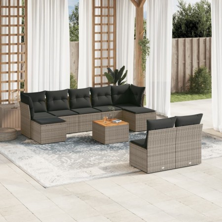 Set de sofás de jardín 10 pzas con cojines ratán sintético gris de , Conjuntos de jardín - Ref: Foro24-3256193, Precio: 549,7...