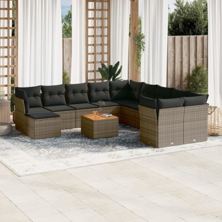 Set de sofás de jardín 12 pzas con cojines ratán sintético gris de , Conjuntos de jardín - Ref: Foro24-3256312, Precio: 717,3...