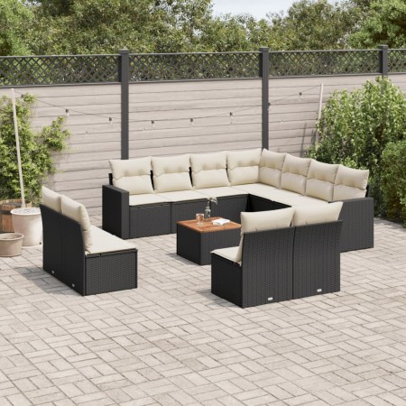 Set de sofás de jardín 12 piezas cojines ratán sintético negro de , Conjuntos de jardín - Ref: Foro24-3256511, Precio: 657,82...