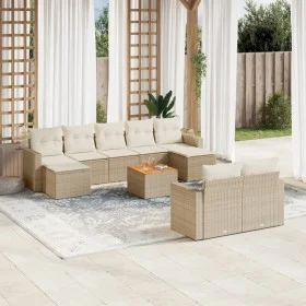 Garden sofa set with beige cushions 10 pieces synthetic rattan by , Modular outdoor sofas - Ref: Foro24-3224336, Price: 639,0...