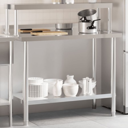 Mesa de trabajo para cocina con estante acero inox 110x55x120cm de , Restauración - Ref: Foro24-3208900, Precio: 247,34 €, De...