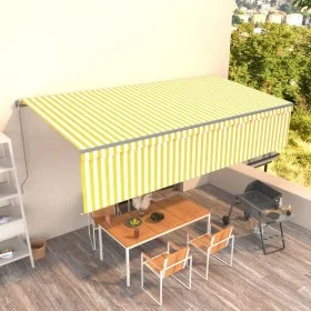 Manuell ausfahrbare Markise mit gelben und weißen Jalousien 6x3 m von , Markisen - Ref: Foro24-3069478, Preis: 501,09 €, Raba...