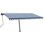 Toldo de pie retráctil manual azul y blanco 450x300 cm de , Toldos - Ref: Foro24-3069756, Precio: 458,64 €, Descuento: %