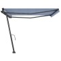 Toldo de pie retráctil manual azul y blanco 450x300 cm de , Toldos - Ref: Foro24-3069756, Precio: 474,76 €, Descuento: %