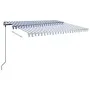 Toldo de pie retráctil manual azul y blanco 450x300 cm de , Toldos - Ref: Foro24-3069756, Precio: 458,64 €, Descuento: %