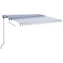 Toldo de pie retráctil manual azul y blanco 450x300 cm de , Toldos - Ref: Foro24-3069756, Precio: 474,76 €, Descuento: %