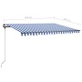 Toldo de pie retráctil manual azul y blanco 450x300 cm de , Toldos - Ref: Foro24-3069756, Precio: 474,76 €, Descuento: %