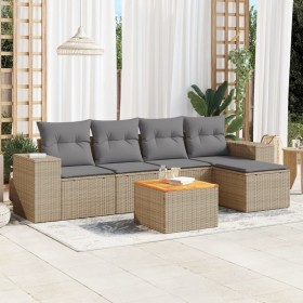 Juego de sofás jardín con cojines 6 pzas ratán sintético beige de , Conjuntos de jardín - Ref: Foro24-3225422, Precio: 346,58...