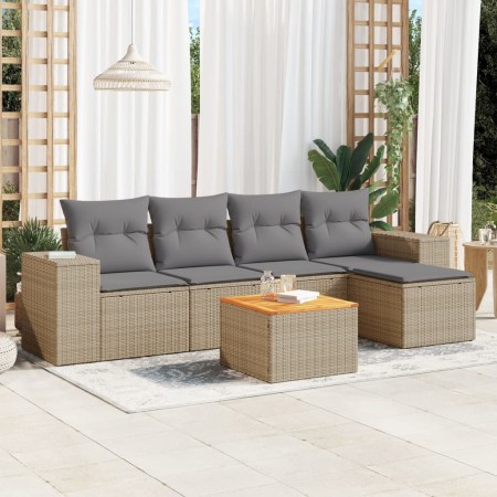Juego de sofás jardín con cojines 6 pzas ratán sintético beige de , Conjuntos de jardín - Ref: Foro24-3225422, Precio: 346,58...
