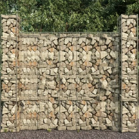 Gabion wall baskets 3 pcs galvanized steel 25x25x197cm by vidaXL, fence panels - Ref: Foro24-145088, Price: 77,32 €, Discount: %