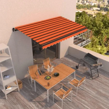 Orange and brown manual retractable awning 450x350 cm by , Awnings - Ref: Foro24-3069200, Price: 398,48 €, Discount: %