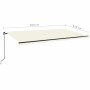 Toldo retráctil manual con luz LED color crema 600x350 cm de , Toldos - Ref: Foro24-3069242, Precio: 601,01 €, Descuento: %