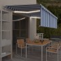 Toldo automático persiana LED sensor viento azul blanco 5x3 m de , Toldos - Ref: Foro24-3069351, Precio: 728,69 €, Descuento: %