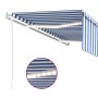 Toldo automático persiana LED sensor viento azul blanco 5x3 m de , Toldos - Ref: Foro24-3069351, Precio: 728,69 €, Descuento: %