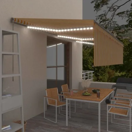 Toldo retráctil manual con persiana y LED amarillo blanco 6x3 m de , Toldos - Ref: Foro24-3069483, Precio: 582,37 €, Descuent...