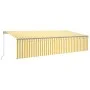 Manual retractable awning with blind and yellow white LED 6x3 m by , Awnings - Ref: Foro24-3069483, Price: 582,37 €, Discount: %