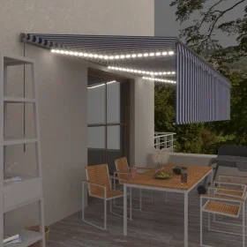 Toldo retráctil manual con persiana y LED azul y blanco 6x3 m de , Toldos - Ref: Foro24-3069481, Precio: 584,07 €, Descuento: %