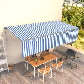 Toldo retráctil manual con persiana azul y blanco 6x3 m de , Toldos - Ref: Foro24-3069476, Precio: 512,17 €, Descuento: %