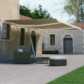 Toldo automático con LED y sensor de viento crema 500x300 cm de , Toldos - Ref: Foro24-3069592, Precio: 784,72 €, Descuento: %