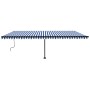 Toldo de pie retráctil manual azul y blanco 600x350 cm de , Toldos - Ref: Foro24-3069876, Precio: 693,23 €, Descuento: %