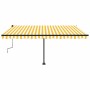 Toldo de pie retráctil manual amarillo y blanco 450x300 cm de , Toldos - Ref: Foro24-3069758, Precio: 482,78 €, Descuento: %