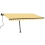 Toldo de pie retráctil manual amarillo y blanco 450x300 cm de , Toldos - Ref: Foro24-3069758, Precio: 482,78 €, Descuento: %