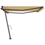 Toldo de pie retráctil manual amarillo y blanco 450x300 cm de , Toldos - Ref: Foro24-3069758, Precio: 482,78 €, Descuento: %